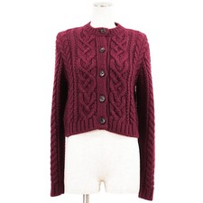 Miu Miu Knit Cardigan Size 36 Women Alpaca-Blend Long-sleeves Burgundy