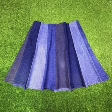 Vintage 90s Custom Made Multiple Tone Jean Denim 21" Long Skirt Women's 6