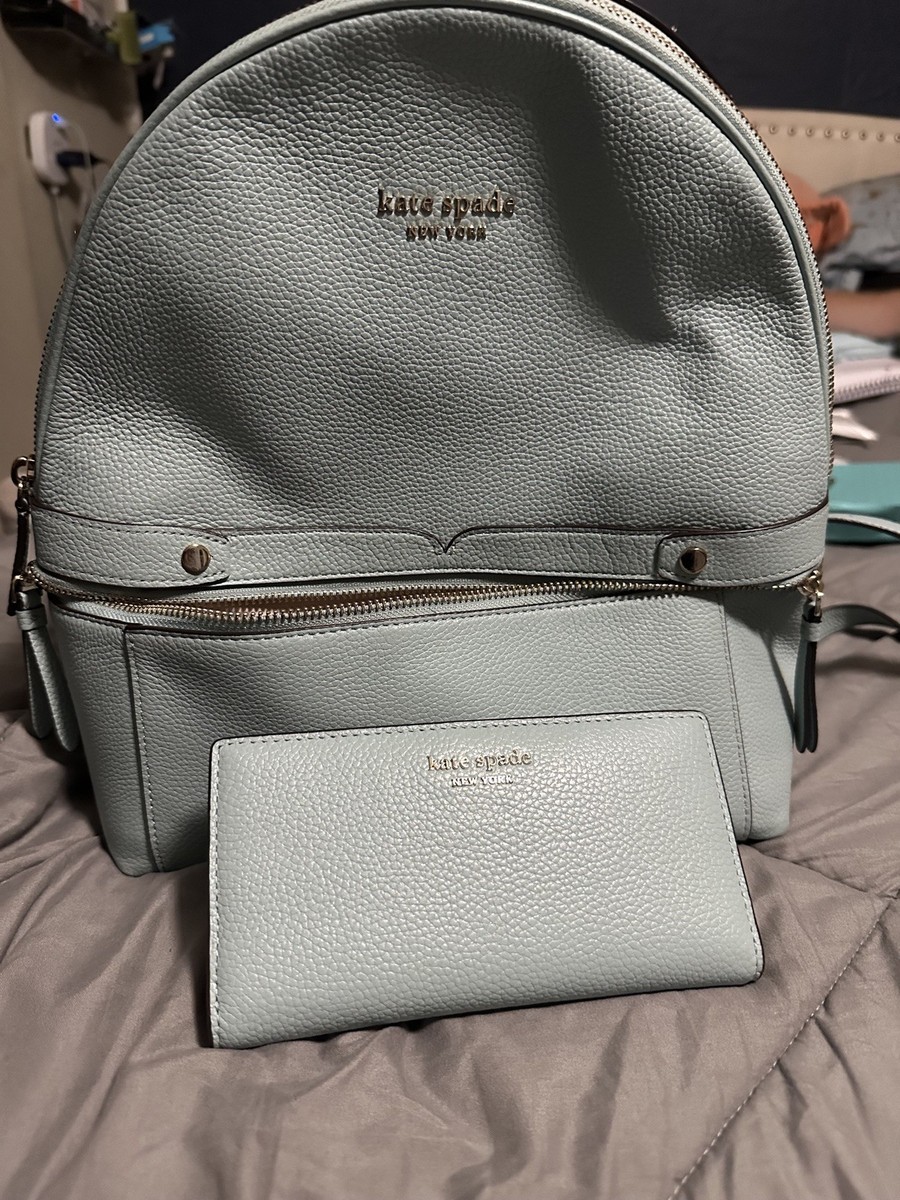 Pale Blue Kate Spade New York Perry Leather Large Backpack w  display picture 1