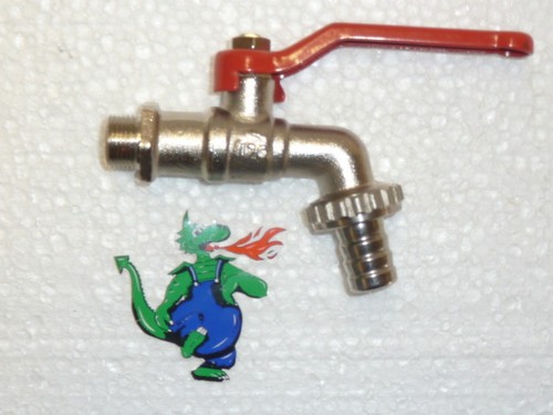 Kugelhahn Auslaufhahn Auslauf vernickelt 3/8" Hahn NEU Wasserhahn mit Hebelgriff - Bild 2 von 3