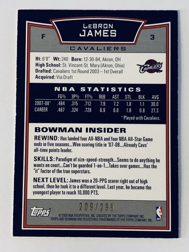 2008-09 Bowman Basketball Orange parallel LeBron James - Picture 6 of 7