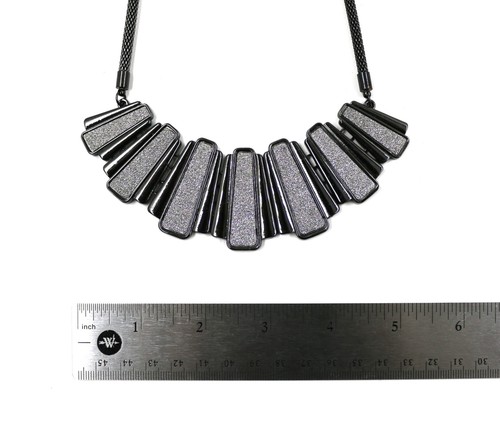 Vintage Choker Necklace lot 5Pc Black Silver Gold Art deco Multi Strand Wide - Picture 7 of 20