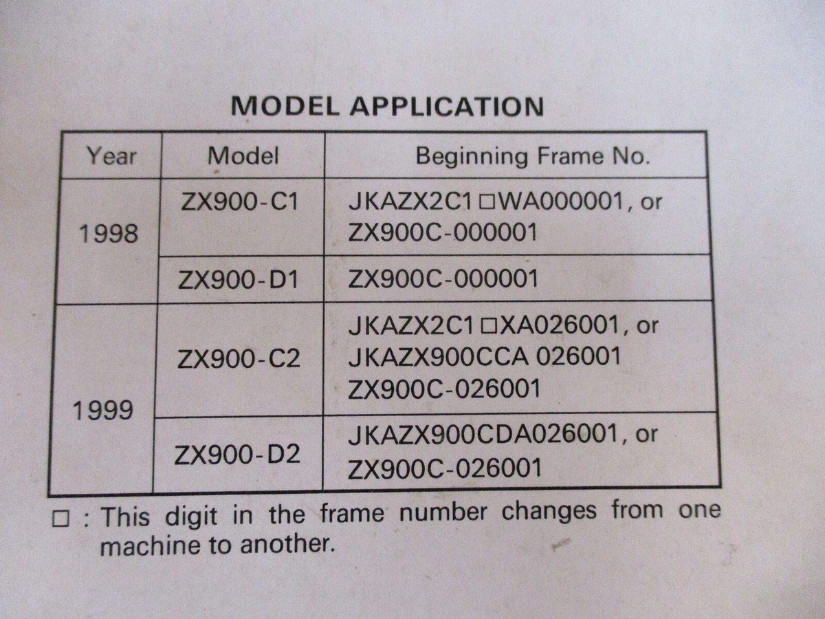 1998-99 Genuine Kawasaki Ninja ZX9-R ZX 9 R OEM SHOP SERVICE