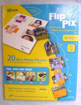 20 NCR MINI PHOTO ALBUMS IN A SINGLE 8½x11'' CARD - INKJET MATTE PHOTO PAPER - FS