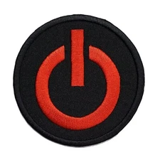 Power Button Embroidered Iron On Patch On Switch Off Switch PC Computer Emoji