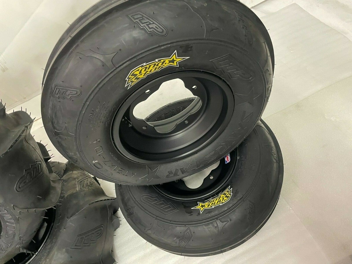 ITP SAND STAR PADDLE TIRES DWT A5 BLACK RIMS FRONT/REAR KFX400 KFX