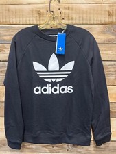 Adidas Originals Women's Trefoil Crew Sweater - Black DV2612 SH S62T 