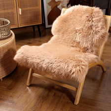 Luxury Genuine Australian Sheepskin Rug - Light Brown 2ft x 3ft Fluffy Fur