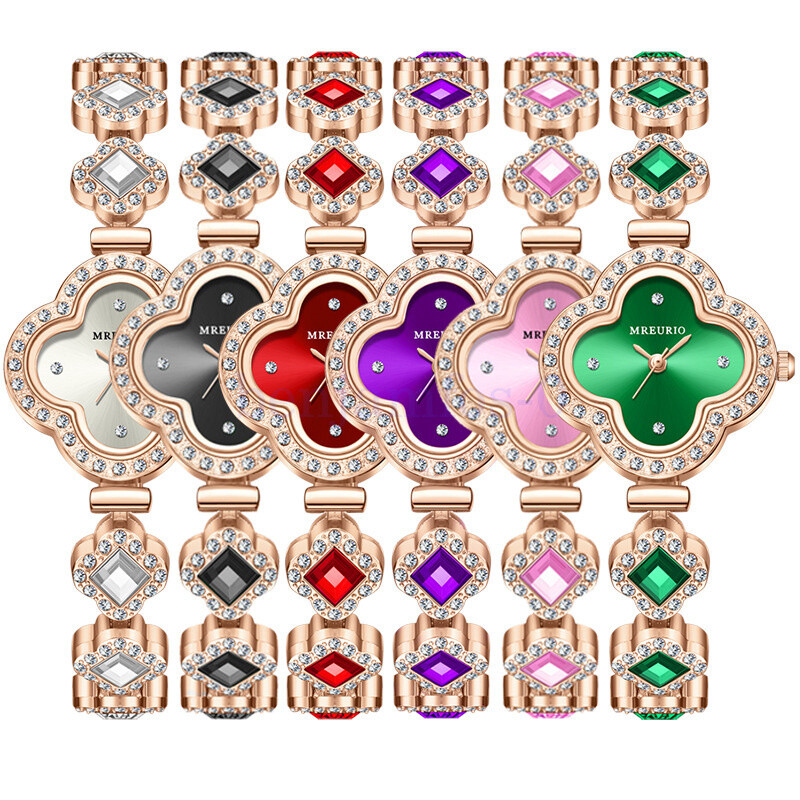 NEW UP-Fashion Four Leaf Clover Bracelet Watch Emerald Women Watch Gift Watch