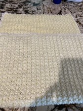 VINTAGE STYLE NEW HOMEMADE BABY BLANKET 36/38  YELLOW w/ WHITE TRIM  