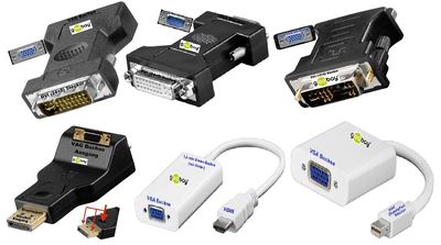 Versch. Adapter VGA DVI (24+5) 12+5 mini Displayport HDMI Buchse Stecker goobay 