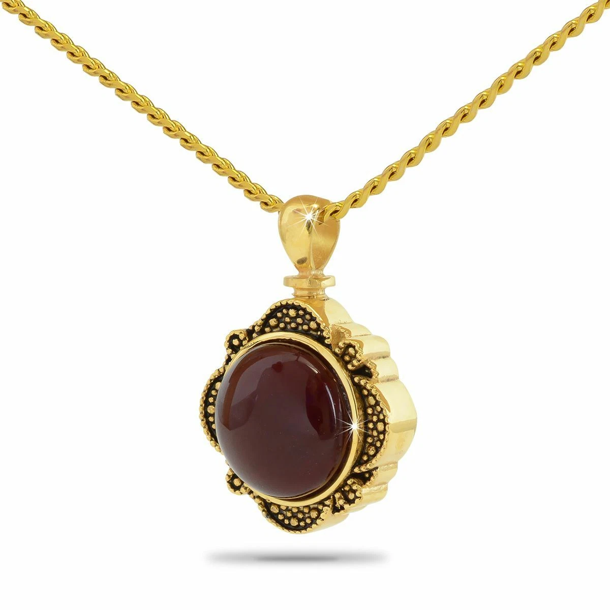 10K Solid Gold Ancestral Ruby Pendant Necklace Funeral Cremation