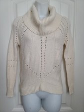 Ann Taylor LOFT Cream Color Cowl Neck Bulky Knit Sweater Petite XXS EUC