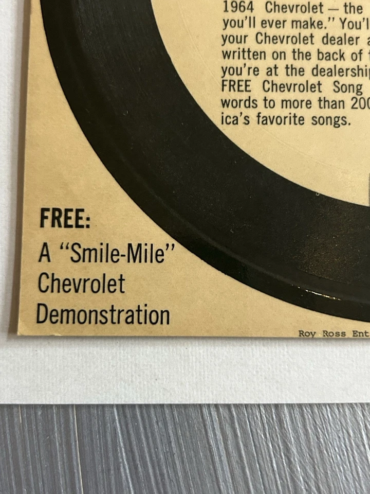 Ben Cartwright Lorne Greene BONANZA CHEVROLET Promo 6" Record 33 Flexi Disc Foto 3 de 4