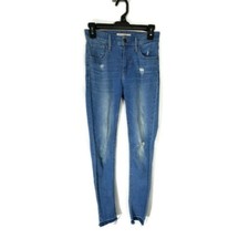 Levi's 721 High Rise Skinny Women's Jeans Raw Hem Size 26 Distressed