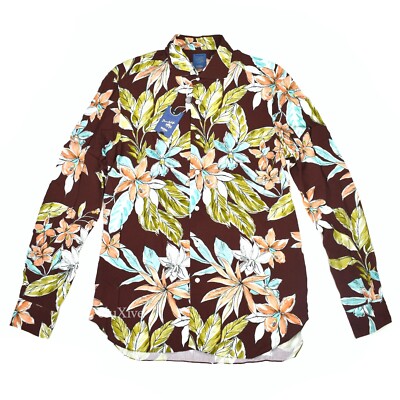NWT $350 Barba Dandylife Brown Floral Print Button Down Shirt Mens 16.5 AUTHENTC