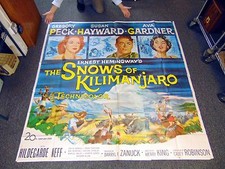 6 Sheet SNOWS OF KILIMANJARO 1952 Huge Movie Poster GREGORY PECK Gardner Hayward