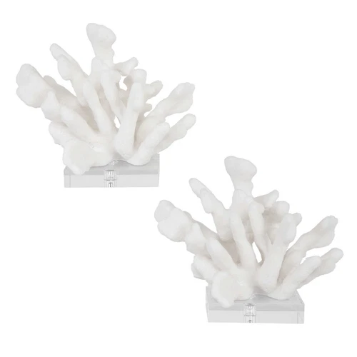 UTTERMOST 17549 CHARBEL SET OF 2 FAUX WHITE CORAL BOOKENDS ON CRYSTAL BASES - Picture 6 of 6