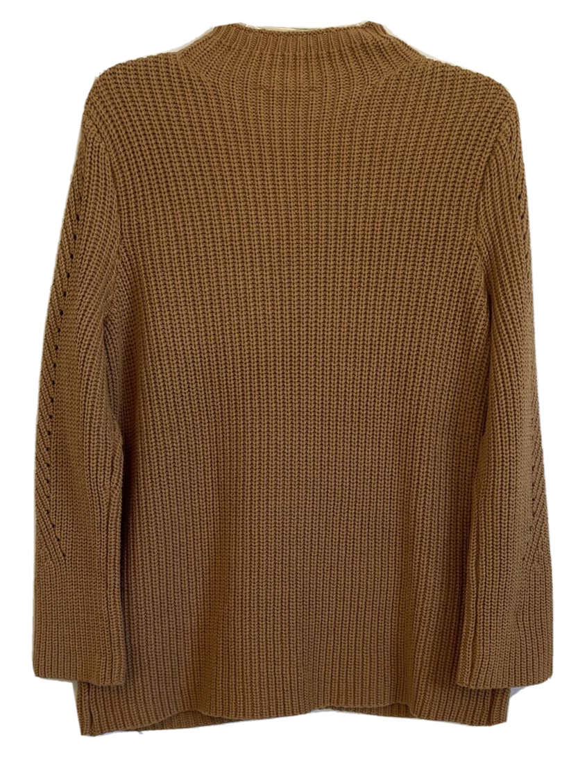 Lisa Rinna Collection Cable Knit Sweater Sz L Camel Pull Over A372097 Women  WB22