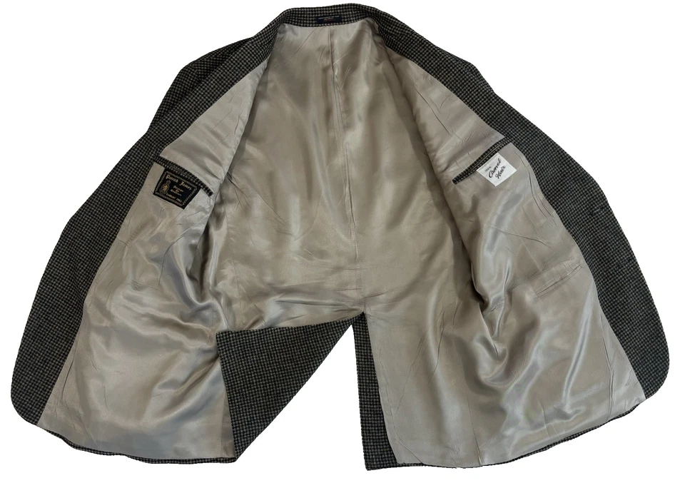 Chaqueta blazer de pelo camel Patrick James pata de gallo negro tostado abrigo deportivo 46 L Foto 3 de 4