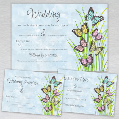Schmetterling Hochzeitseinladungen Empfangseinladungen RSVP Gelübde Verlängerung Save the Date