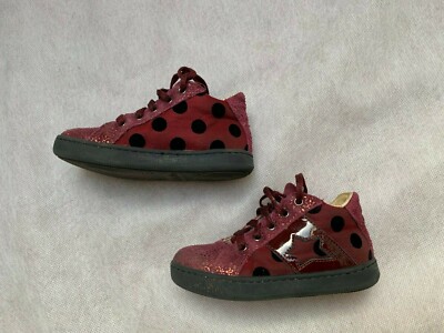 Halbschuhe v. Falcotto Gr. 25 Kinderschuhe Echtleder rot Punkte Stern pink