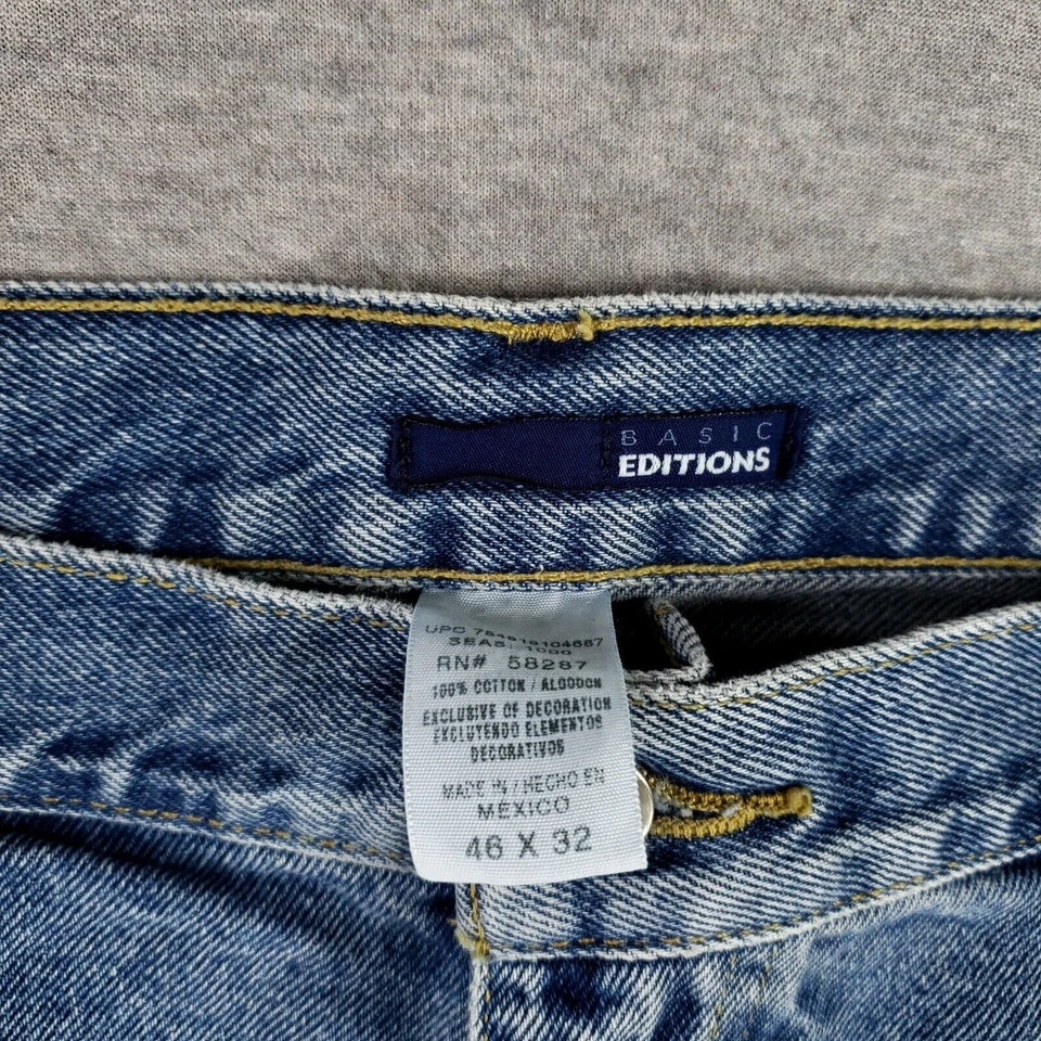 Basic Editions 46x32 Blue Jeans Classic 100% Cotton Denim Heavy Weight Work Pant - Image 4 of 4