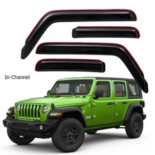 For 20-25 Jeep Gladiator Crew Cab Smoke In-Channel Rain Guard Window Vent Visor