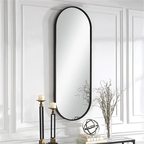 Uttermost Varina Tall Contemporary Iron Metal and MDF Mirror in Black - Picture 3 of 8