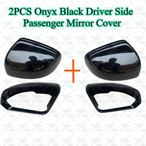 2PCS Onyx Black Driver Side Passenger Mirror Cover For Volvo S60 S90 2019-2024