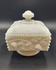 Vintage Westmoreland Pedestal Milk Glass Wedding Box Candy Trinket Dish Grapes