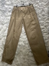 Lands End Boys Pleated Khaki Uniform Pants Size 20 Adjustable Waist