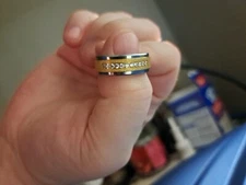 Engagement Men's Tungsten Carbide 0.30 Ct 14K Yellow Gold Plated cubic Z insert.