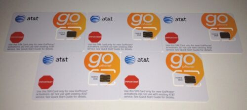 Lot of 5 NEW AT&T Sim Card For GO Phone Prepaid Service 3G SKU72287  - Afbeelding 1 van 5