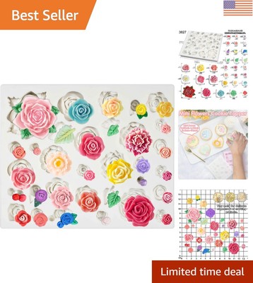 Professional-Quality 32-Cavity Rose Silicone Mold for DIY Cake & Craft Projects