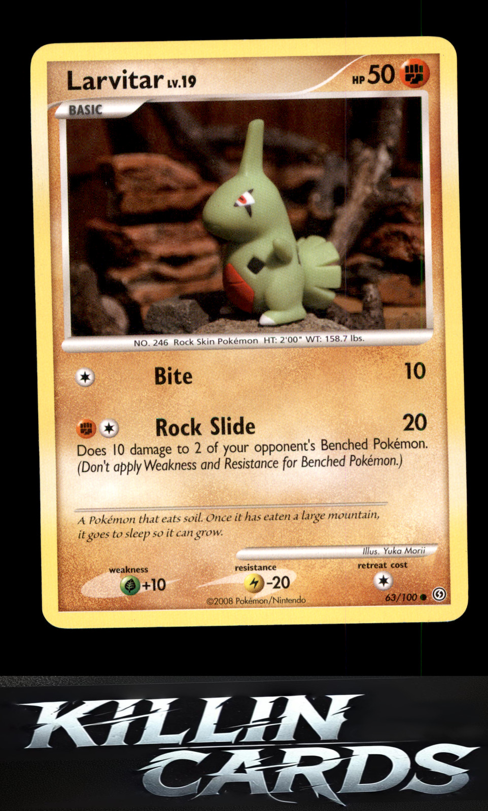 Larvitar 63/100 Pokemon Common Stormfront Card LP