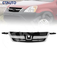 w/Chrome Molding Trim Bumper Grille Assembly For 2002 2003 2004 Honda CR-V CRV
