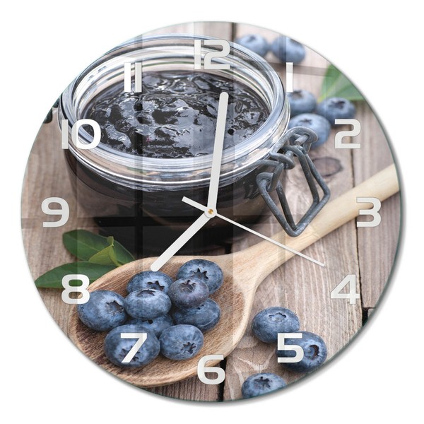 Wanduhr Glas-Wanduhr Aus GehäRtetem Glas Blaubeermarmelade WeißE Zeiger Fi30 Cm-image