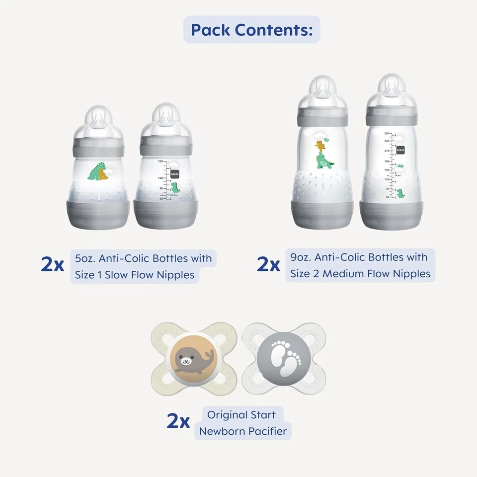 MAM Feed & Soothe Bottle & Pacifier Gift Set Unisex 0+ Months, 6 Pieces Included - Image 2 of 4