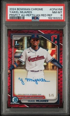 2024 Bowman Chrome Yaikel Mijares 1st Red Reptilian Ref. Auto (RC) PSA 8🔥