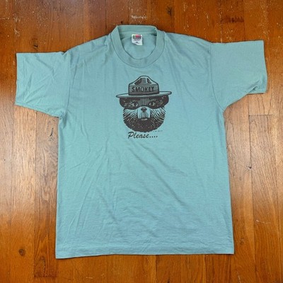 Vintage Smokey Bear Single Stitch Teal 90s Fruit Of The Loom Best T-Shirt Large