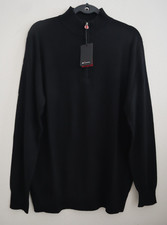 Kiton KT10C035-1 Men's Sz XL Black 1/4-Zip Mock-Neck Wool Blend Sweater 1,724