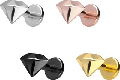 PIERCINGLINE  Piercing Stecker Titan Labret mit Gewinde DIAMANT