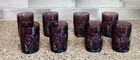 Carnival Glass? Amethyst  Purple 4” Glass Tumblers Set Of 8 Diamond Flowers Cut