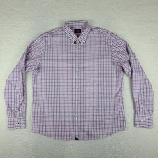 UNTUCKit Dress Shirt Mens XL Blue Purple Plaid Wrinkle Free Cotton Button Up