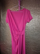 Size M Medium Pink Short Sleeve Wrap Style Midi Dress (1025/241)