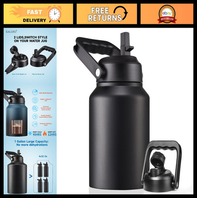 Optimized eBay Title:  ''64 oz Insulated Water Bottle with Straw - Stainless Ste