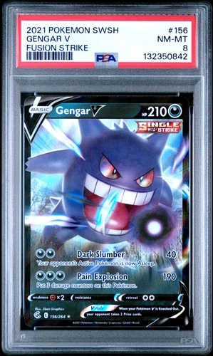 2021 POKEMON SWORD & SHIELD FUSION STRIKE #156 GENGAR V PSA 8