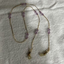 Eyeglass Strap Chain Glasses Holders Around Neck Gold Tone with Purple Beads 26  