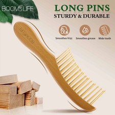 Wooden Hair Brush Wide Tooth Wet Hair Combs Anti-Static Styling Comb for Long Ha